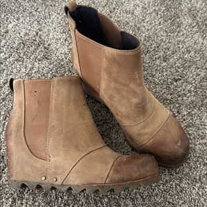 Sorel Brown Wedge Ankle Boots